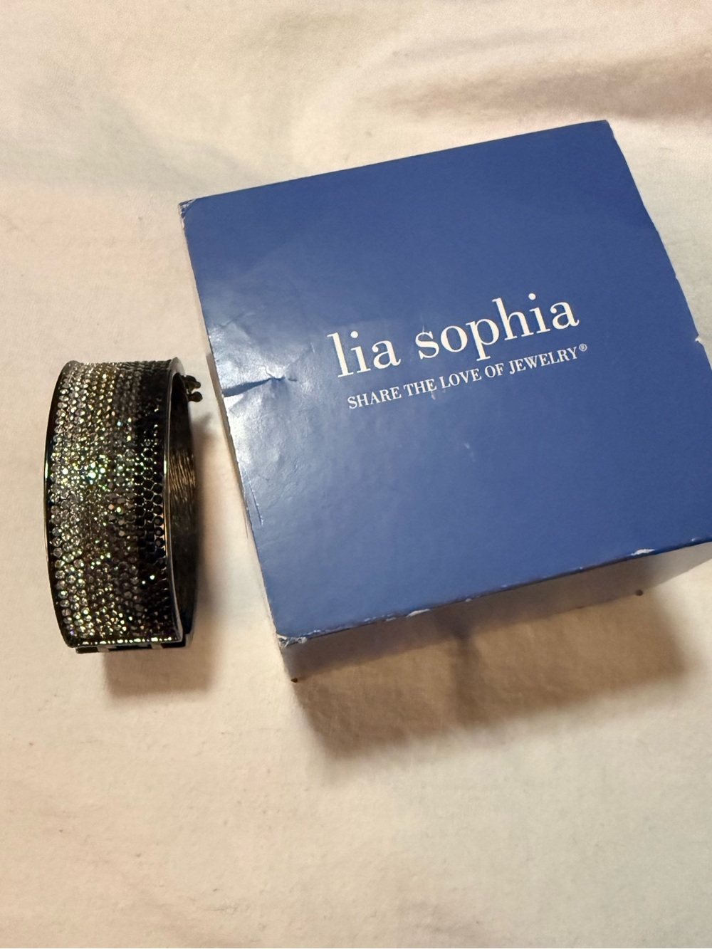 New In Box Lia Sophia Paris Lights Ombre Rhinestone Bangle Bracelet, Retired